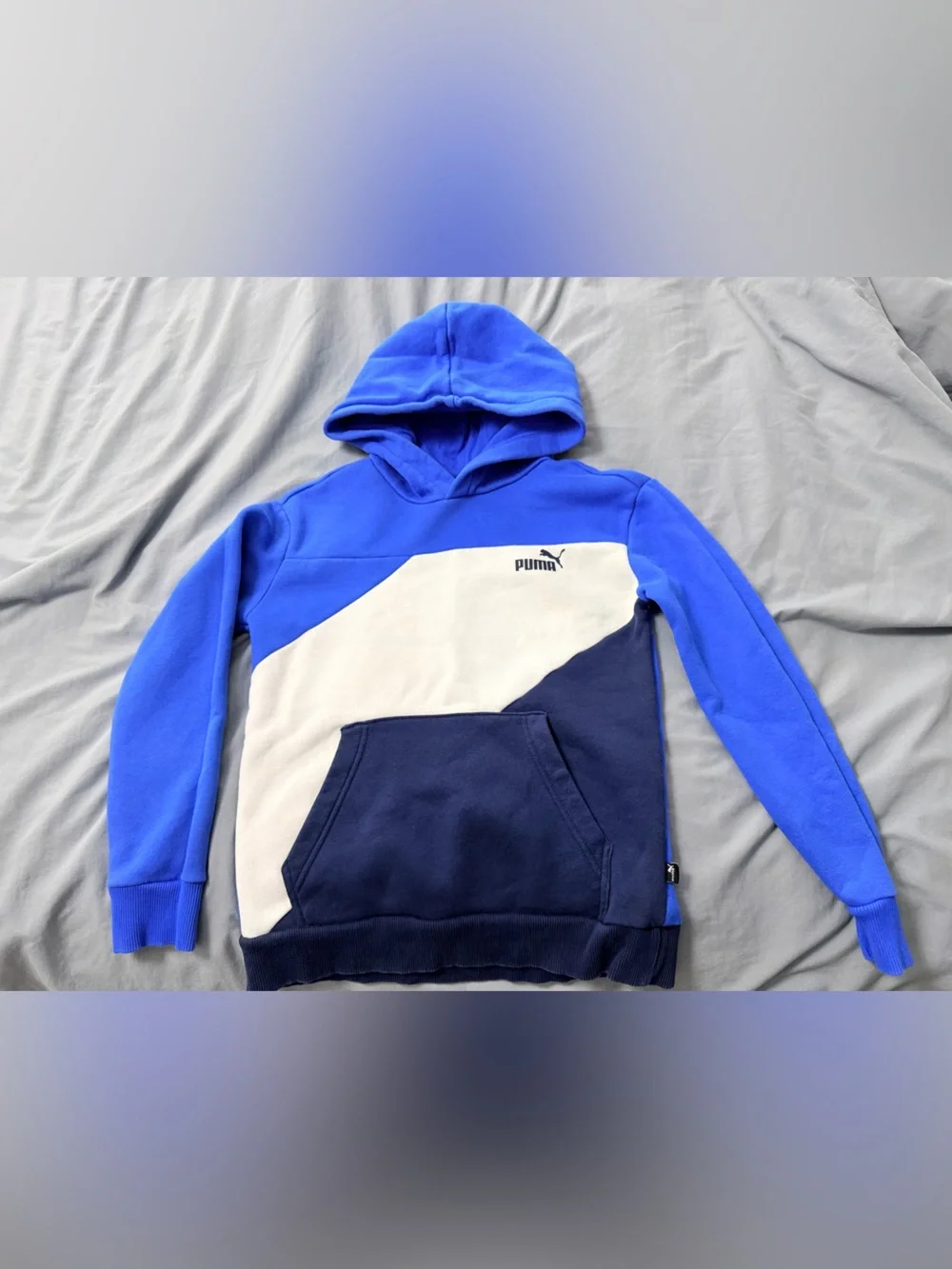 Puma Kid's Royal Blue Navy and White Colorblock Hoodie